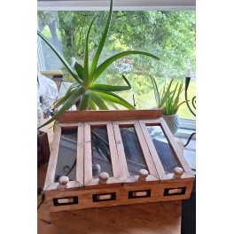 Antik Bestikkasse med glasl&aring;g [H17x39x29,5cm] 