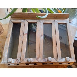 Fransk Bestikkasse med glasl&aring;g [H17x39x29,5cm] 