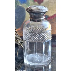 1800' Fransk Parfumeflakon Krystalglas [H16cm] S&oslash;lvl&aring;g m. Monogram