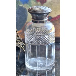 1800' Fransk Parfumeflakon Krystalglas [H16cm] S&oslash;lvl&aring;g m. Monogram