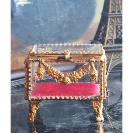 Napoleon lll Smykkeskrin m. Blomster Guirlande [H7x8cm]