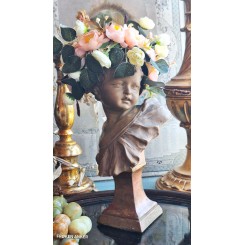Gammel Fransk Buste af Barn [34cm] Signeret *