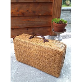 Antik Fransk Kuffert i Flet & L&aelig;der [45x27cm]