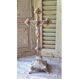 Stort Fransk Krucifiks Filigran [40,5x17cm] Antik 