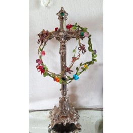 Gl. Krucifiks Alter [40cm] Gr&oslash;nne Glassten