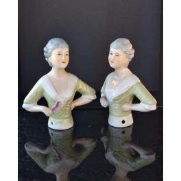 Gammel Halvdukke, Half Doll Porcel&aelig;n (10,5cm) Pr.stk