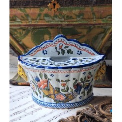 Gammel Fransk Buketvase Fajance (H12,5x18x8cm) Bouqueti&egrave;re