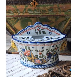 Gammel Fransk Buketvase Fajance (H12,5x18x8cm) Bouqueti&egrave;re