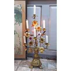 Antik 6-armet Kirkestage Mix Blomster [H64,5cm] H&oslash;ststage