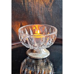 &AElig;ldre Glassk&aring;l p&aring; S&oslash;lvfod (H7,5cm) Krystal