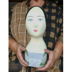Marotte Papmach&eacute; [H38cm] Parykhoved