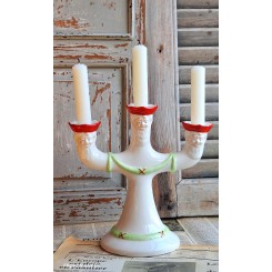 GOD JUL Gammel Svensk Lysestage Nisser [H22cm]