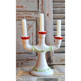 GOD JUL Gammel Svensk Lysestage Nisser [H22cm]