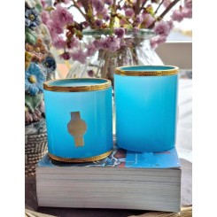 Opaline Cylinder BL&Aring; [~1930] Pr&aelig;get Guldkant |Pr.stk