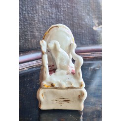 Antik Porcel&aelig;ns Skrin - Hund p&aring; Stol