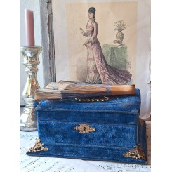 Franskt Smykkeskrin Velour [KONGEBL&Aring;] Napol&eacute;on III