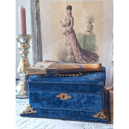 Franskt Smykkeskrin Velour [KONGEBL&Aring;] Napol&eacute;on III