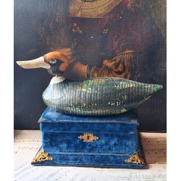 Fransk Lokkeand Tr&aelig; (14x33cm) Gr&oslash;n-Broget