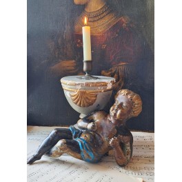 Fransk Alterstage/vase Malet Tr&aelig; [H25cm]
