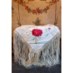 Smukt Silke Piano Sjal [1930'] Broderi