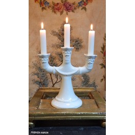 Gammel Svensk Lysestage GOD JUL [H22cm] Hvid porcel&aelig;n