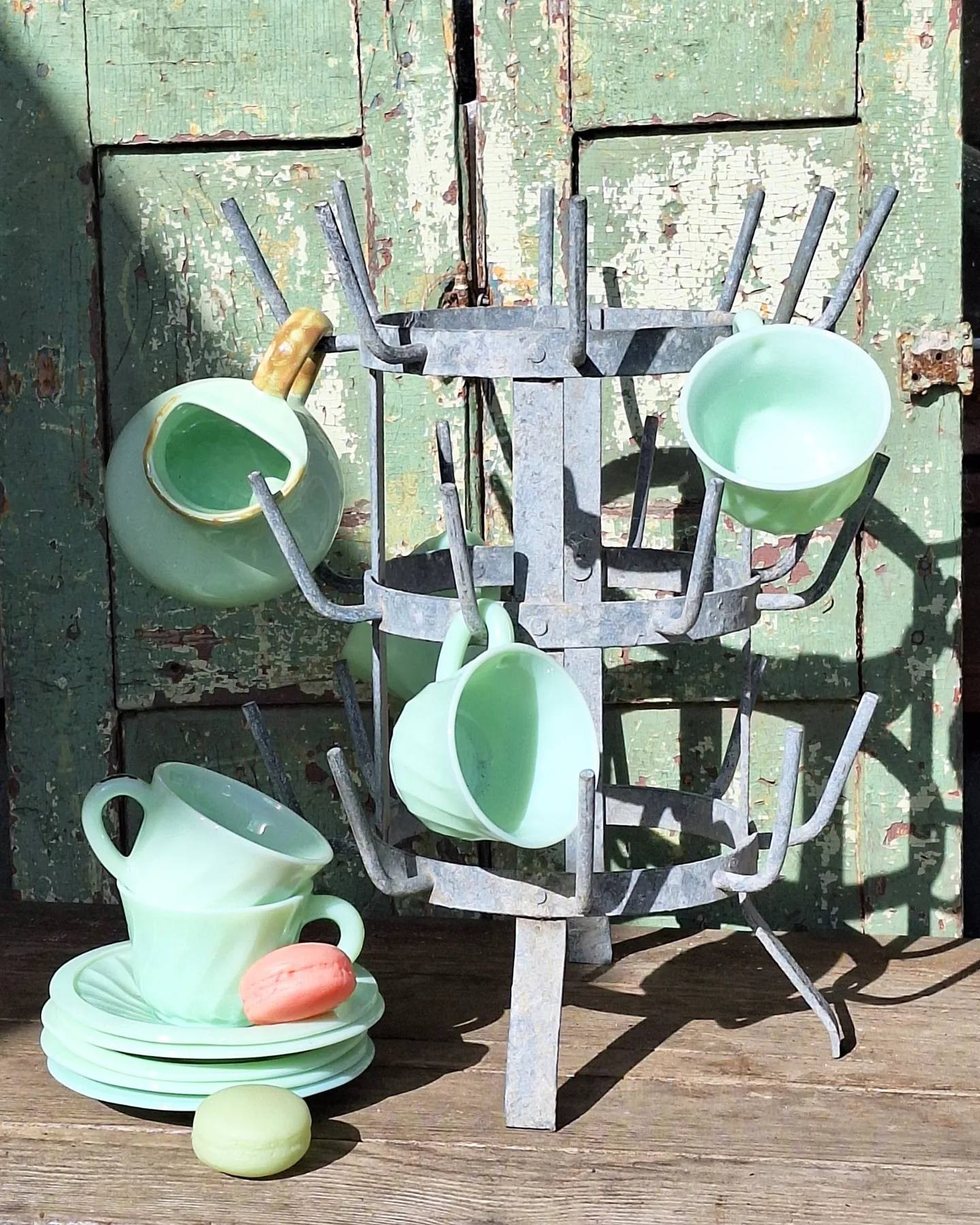 Vintage Franske Kopper ~1950 [Grønt Glas] PR. STK